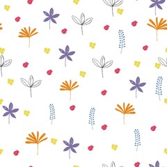 seamless floral pattern with colorful leaves. - 194401318