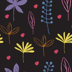 seamless floral pattern with colorful leaves. - 194401335