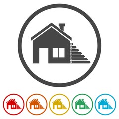 Energy efficiency chart, House and energy efficiency concept, 6 Colors Included