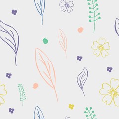 seamless floral pattern with colorful leaves. - 194401349