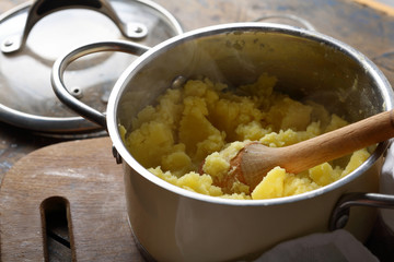 Creamy mashed potato in sauce pan
