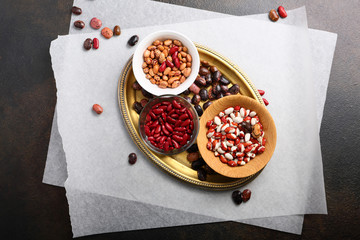 Raw kidney beans mix in bowls