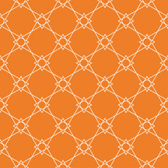 Geometric ornament. Orange and white seamless pattern