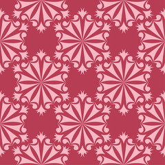 Floral seamless pattern on red background