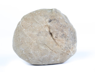 Single natural stone on white background, close-up