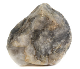 Single natural stone on white background, close-up