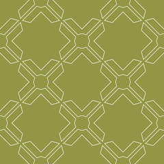 Fototapeta premium Geometric ornament. Olive green and white seamless pattern