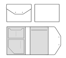 Clutch BAG fashion flat technical drawing template