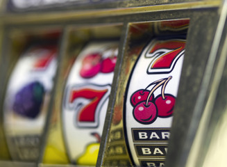 retro slot machine from the side