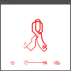 Sign of red safe sex tape created by straight continuous line