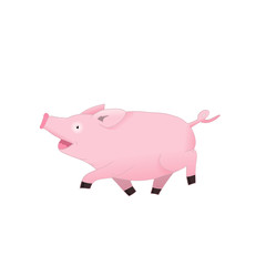 Cute pig cartoon. Cheerful pig character.