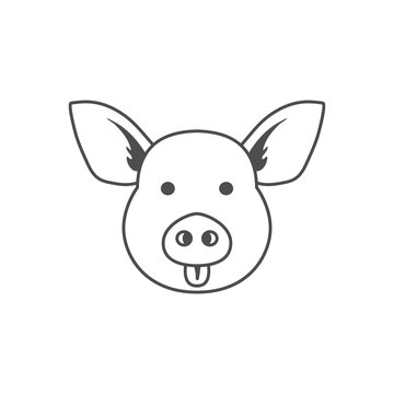 Pig vector icon.  Contour design for symbol