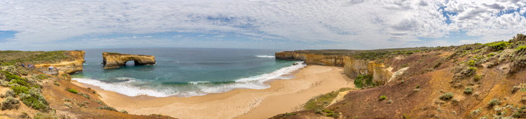 Panoramic view of the London arch on the great ocean road in Australia