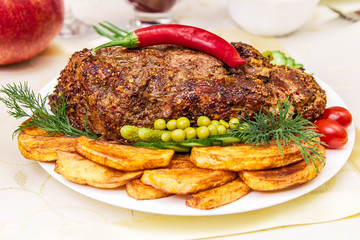 Appetizing baked fillet of pork