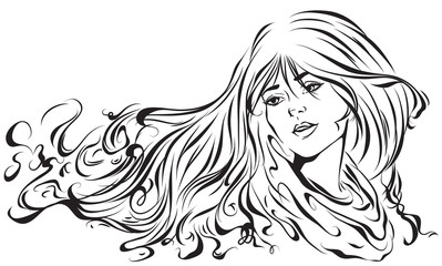 Graphic image of a young girl in the scarf