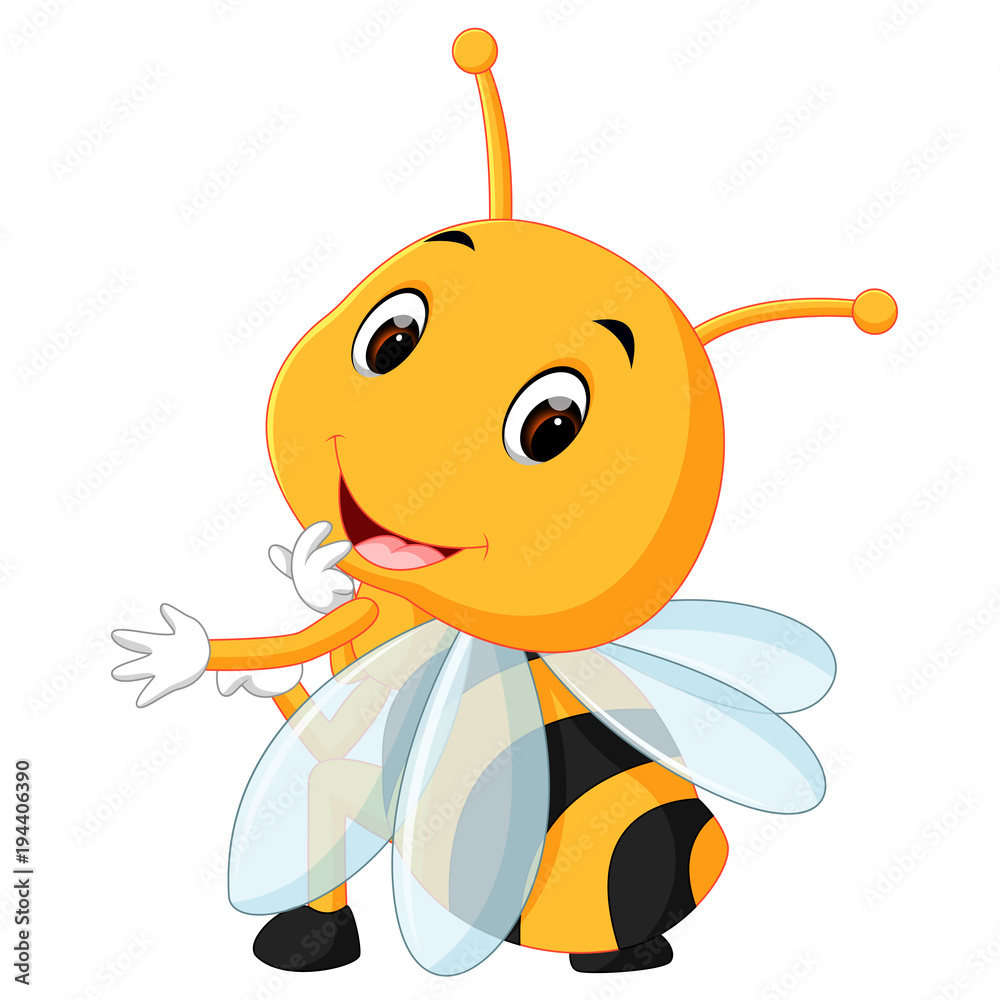 Sticker honey bee on a white background