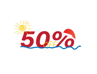 Summer Christmas sale banner. 50% off