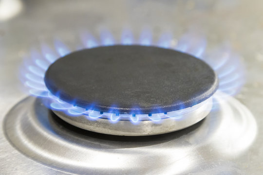 Close Up Lit Gas Hob