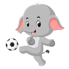 funny elephant playing football cartoon