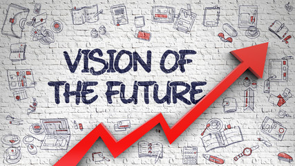 Vision Of The Future Drawn on Brick Wall. 