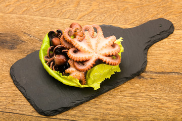 Boiled baby octopuses