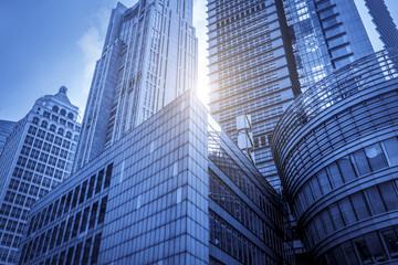 low angle view of business buildings in shanghai,China