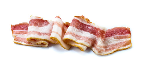 Bacon slices on white background.