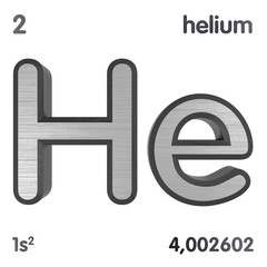 Helium (He). Chemical element sign of periodic table of elements. 3D rendering.