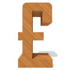 Obraz premium Conceptual wood or wooden brown font or type, timber or lumber industry piece isolated on white background. Educative hadwood material, smooth surface pine handmade sculpted object as 3D illustration