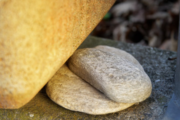 Stone background, Cracked boulders on big pile of rocks