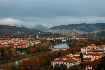 Panorama of the city outskirts of  Florence, Italy
