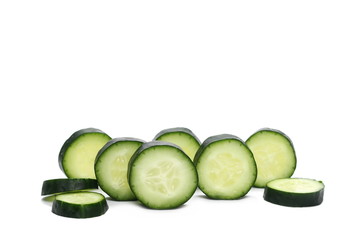 Cucumber slices isolated on white background