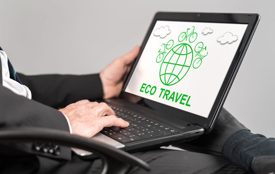 Eco travel concept on a laptop