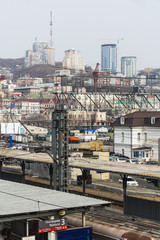 Fototapeta na wymiar Stadtansicht mit Bahnhof von Wladiwostok in Russland.