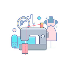 Sewing vector illustration filled outline style