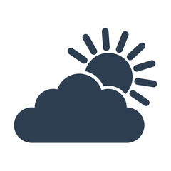Cloud sun icon on white background.