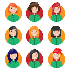 Woman Hairstyle Vector Set