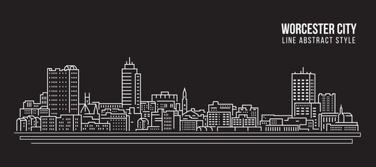 Obraz premium Cityscape Building Line art Vector Illustration design - Worcester city