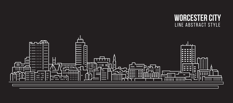 Cityscape Building Line art Vector Illustration design - Worcester city