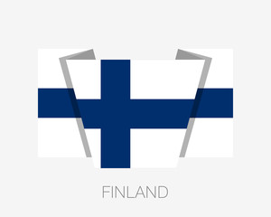 Flag of Finland. Flat Icon Waving Flag with Country Name
