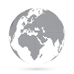 Fototapeta premium Kształt globu, mapa świata utworzona z kropek. Ilustracji wektorowych