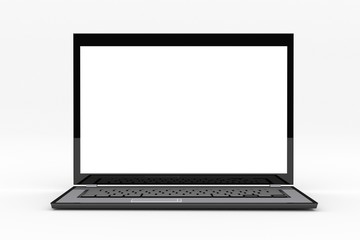 Laptop with blank screen 3d render