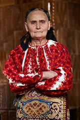 Senior Romanian woman in traditional costume