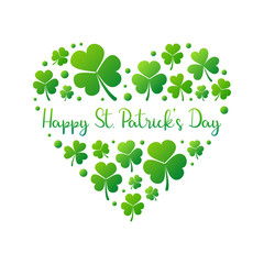 Happy St. Patricks Day vector heart on white background