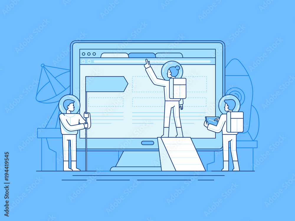 Poster app development concept - start up metaphor