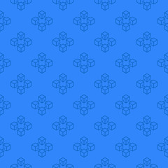 Blockchain blue pattern - vector seamless texture