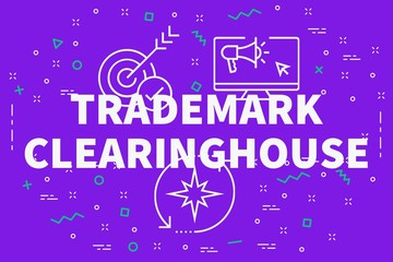 Conceptual business illustration with the words trademark clearinghouse