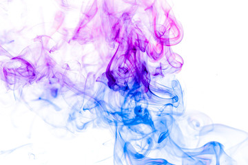 Colored smoke on white background