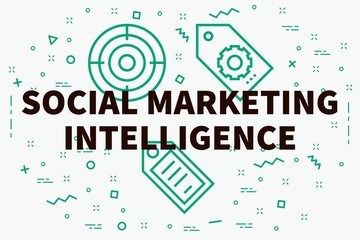 Conceptual business illustration with the words social marketing intelligence