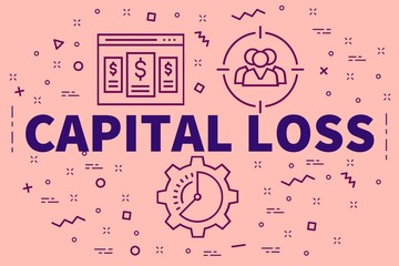 Conceptual business illustration with the words capital loss